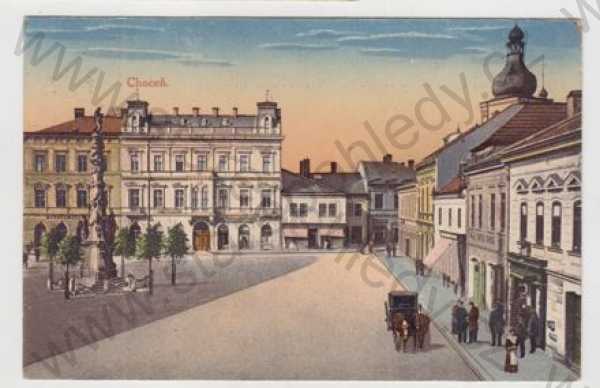  - Choceň (Ústí nad Orlicí), náměstí, kůň, kočár, kolorovaná