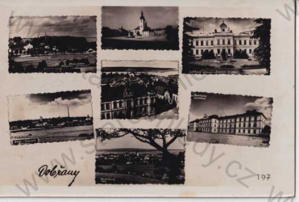  - Dobřany (Plzeň), více záběrů: celkový pohled, kostel, náměstí, zámek, kasárna