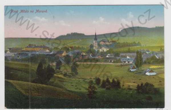  - Nové Město na Moravě (Žďár nad Sázavou), celkový pohled, kolorovaná