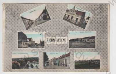  - Horní Jelení (Pardubice), více záběrů, pohled ulicí, Sokolovna, celkový pohled, kolorovaná