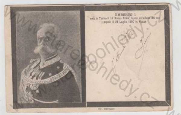  - Osobnosti, Umberto I., král, uniforma, portrét, DA