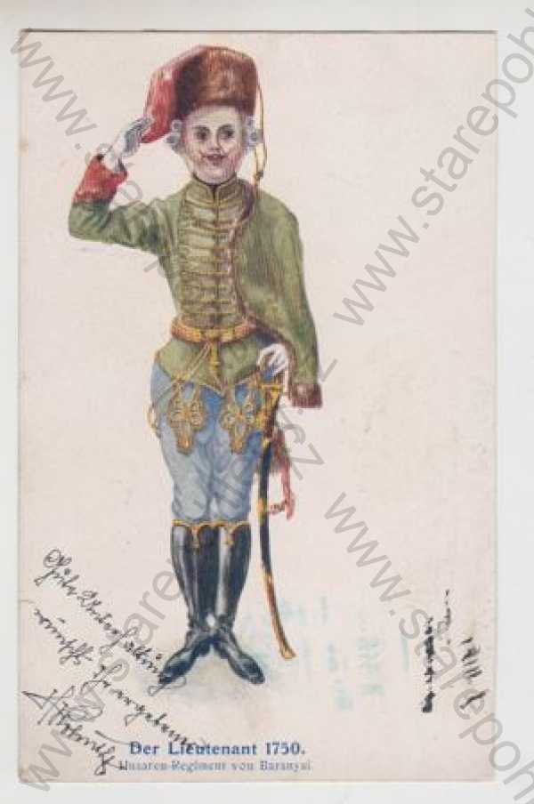  - Vojenství, Der Lieutenant 1750, uniforma, kolorovaná, DA