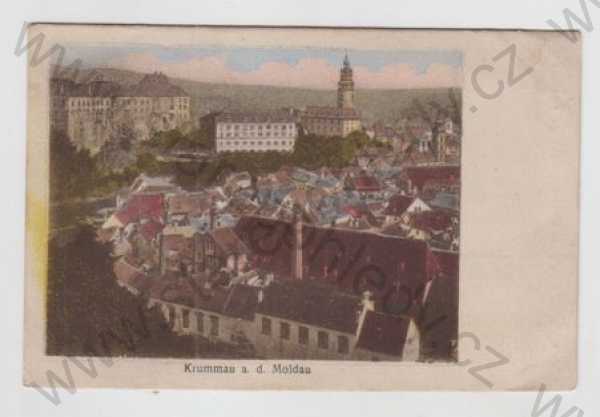  - Český Krumlov, částečný záběr města, kolorovaná