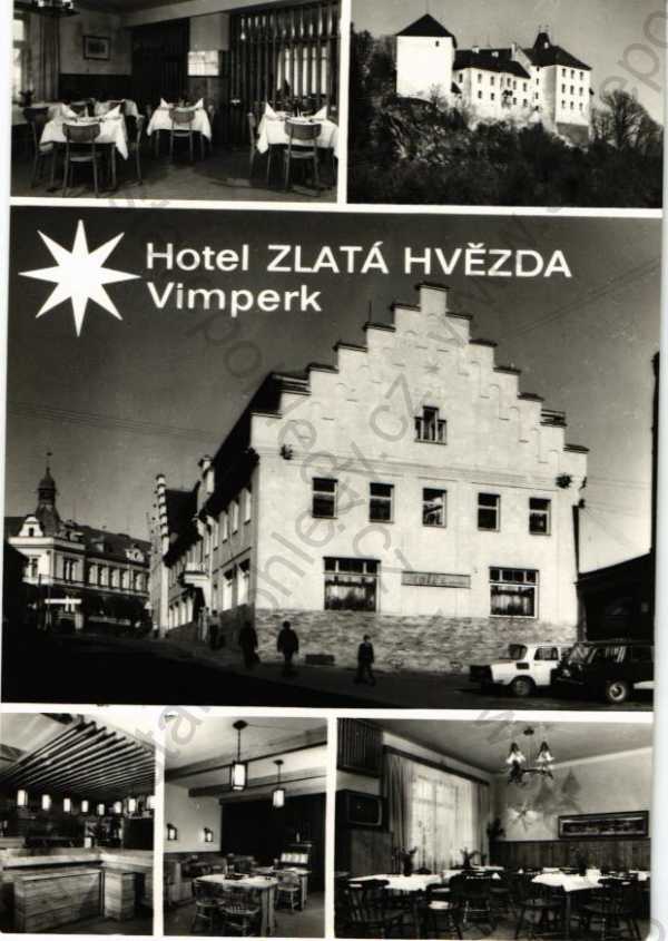  - Vimperk Prachatice, hotel Zlatá hvězda, koláž, více záběrů, interiér, foto K. Kuklík