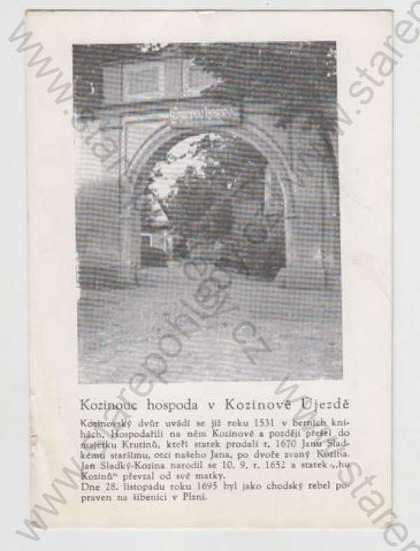  - Újezd (Domažlice), Kozina, hospoda, text, historie
