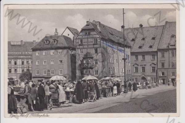  - Cheb (Eger) - náměstí Adolf Hitlerplatz, trh, razítko muzeum