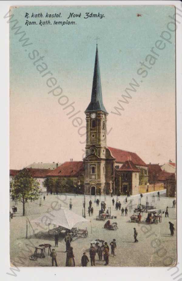  - Slovensko - Nové Zámky (Érsekujvár) - kostel, náměstí, trh, kolorovaná
