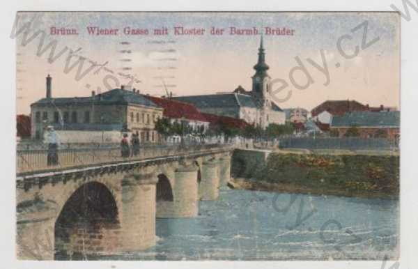  - Brno (Brünn), řeka, most, klášter, kolorovaná