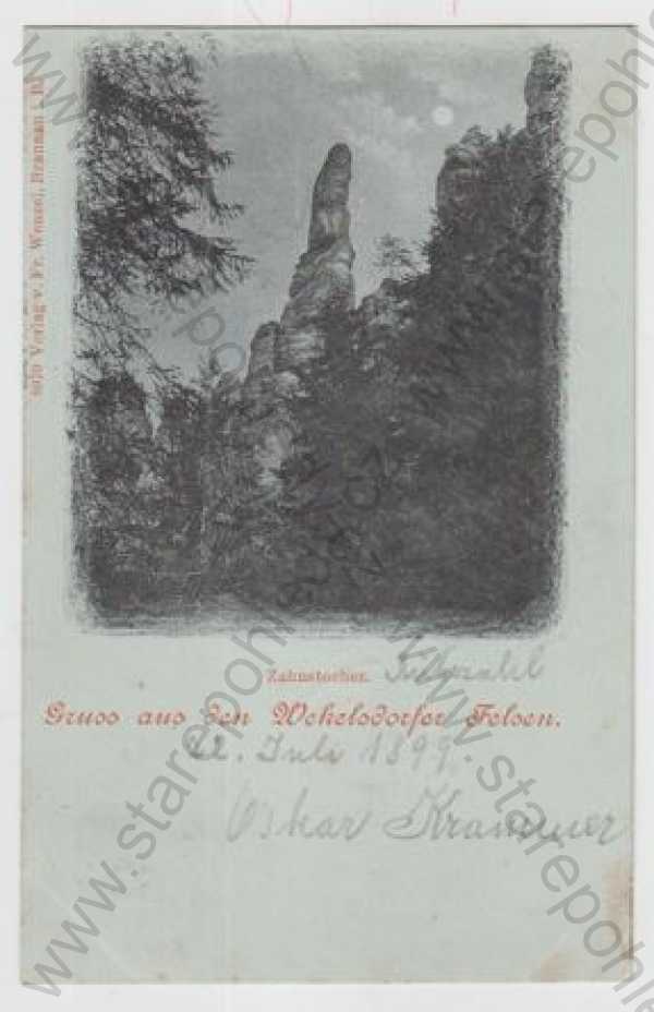  - Teplické skály (Wekelsdorfen Felsen) - Náchod, skála, Zahnstocher, mondschein, DA