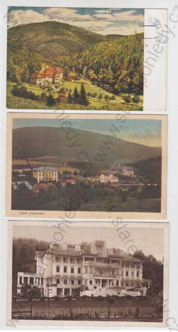  - 3x Luhačovice (Zlín), Jestřabí, Smetanův dům, částečný záběr města, kolorovaná