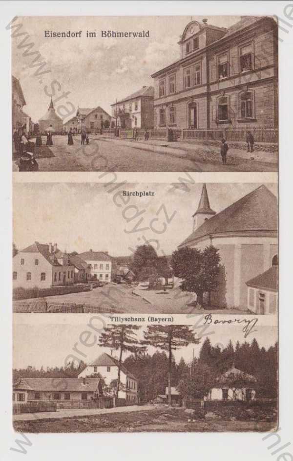  - Železná (Eisendorf) - kostel, Tillyschanz, partie, Domažlice 