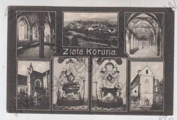  - Zlatá Koruna (Český Krumlov), více záběrů, celkový pohled, kostel, interiér, foto J.Seidel
