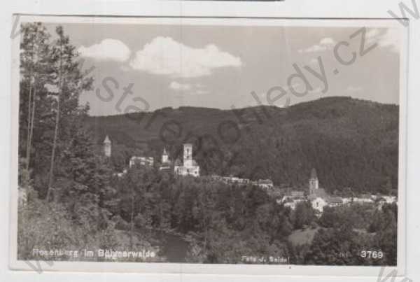  - Rožmberk (Rosenberg) - Český Krumlov, zámek, částečný záběr města