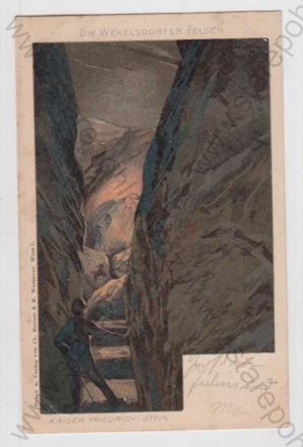  - Teplické skály (Wekelsdorfer Falsen) - Náchod, Kaiser Friedrich stein, kolorovaná, DA
