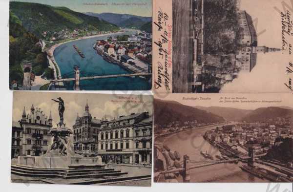  - 4x pohlednice: Děčín - Tetschen, celkový pohled, zámek, náměstí