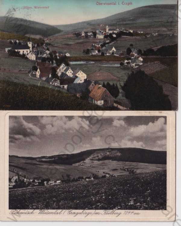  - 2x pohlednice: Boží Dar - Wiesenthal (Karlovy Vary - Karlsbad), kolorovaná, celkový pohled