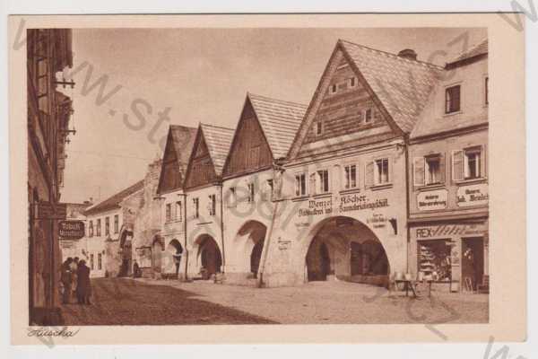  - Úštěk (Auscha) - staré domy, obchody, tabák, Karl Streer., Litoměřice 
