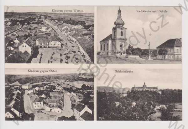  - Kladruby (Kladrau) -   Tachov   celkový pohled, kostel a škola, klášter