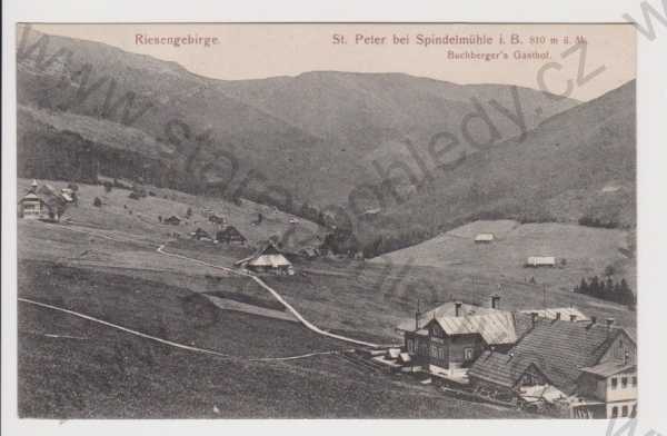  - Trutnov  Krkonoše  Svatý Petr (St. Peter) - celkový pohled, hostinec Buchberg