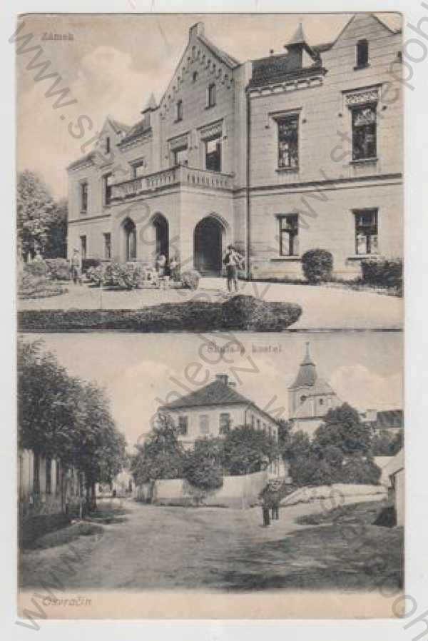  - Osvračín (Domažlice), více záběrů, zámek, škola, kostel