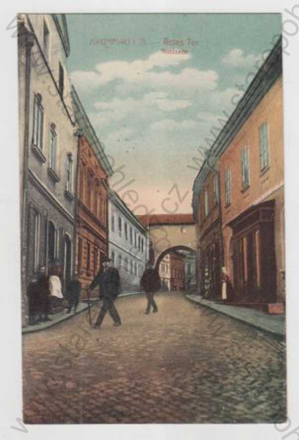  - Český Krumlov (Krummau), pohled ulicí, kolorovaná