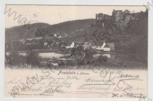  - Podhradí nad Dyjí (Freistein in Mähren) - Znojmo, hrad, zřícenina, částečný záběr města, DA