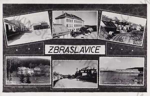  - Zbraslavice (Kutná Hora), více záběrů, škola, koleje, náměstí, kostel
