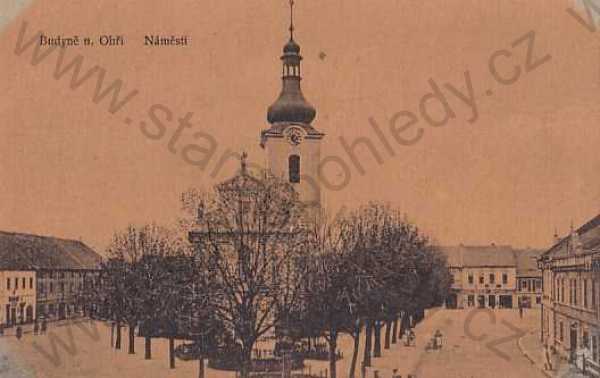  - Budyně nad Ohří (Litoměřice), náměstí, kostel