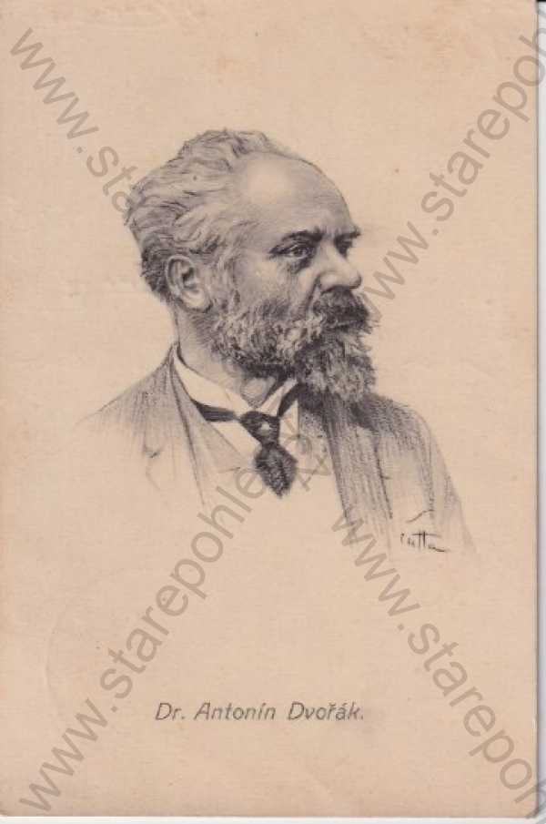  - Antonín Dvořák, skladatel, portrét, kresba