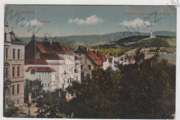  - Litoměřice (Leitmeritz), turnhalle, rozhledna, částečný záběr města, kolorovaná