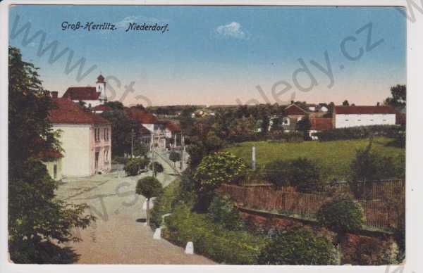  - Velké Heraltice (Gross Herrlitz) - celkový pohled - Niederdorf, kolorovaná