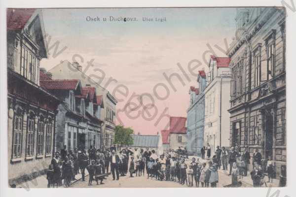  - Osek (Duchcov) - Ulice Legií, lidé, kolorovaná