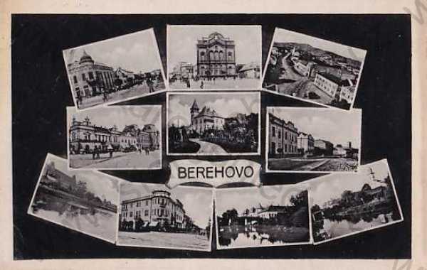  - Berehovo, Beregsas (Podkarpatská Rus), více záběrů, ulice, vily, kostel