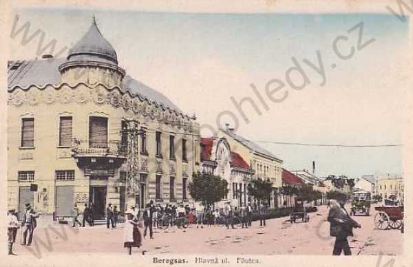  - Berehovo, Beregsas (Podkarpatská Rus), Hlavní ulice, kolorovaná