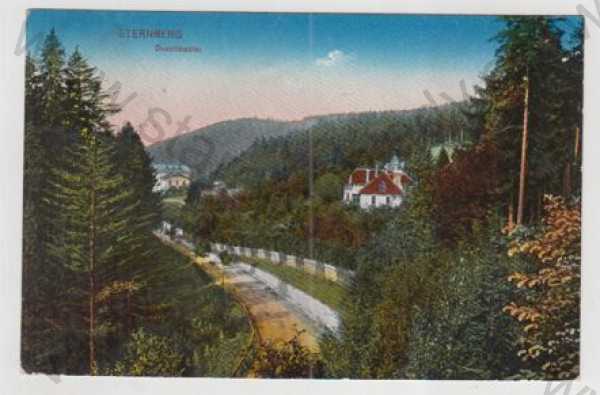  - Šternberk (Sternberg) - Olomouc, pohled ulicí, kolorovaná