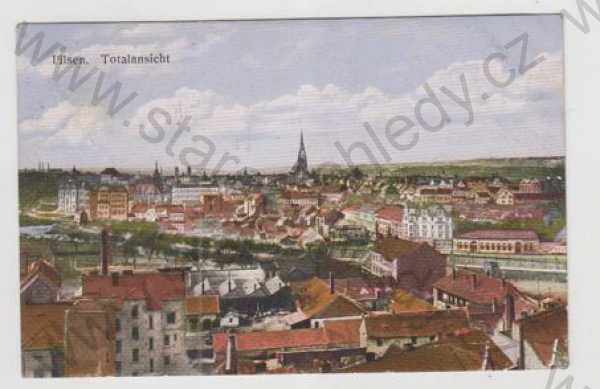  - Plzeň (Pilsen), celkový pohled, kolorovaná