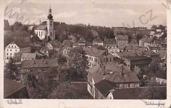  - Krásná Lípa - Schönlinde (Děčín), celkový pohled, domy, kostel