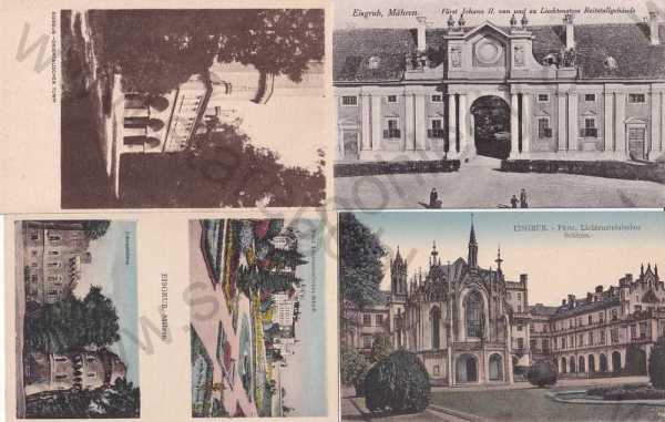  - 4x pohlednice: Lednice (Břeclav) zámek, zámecký park