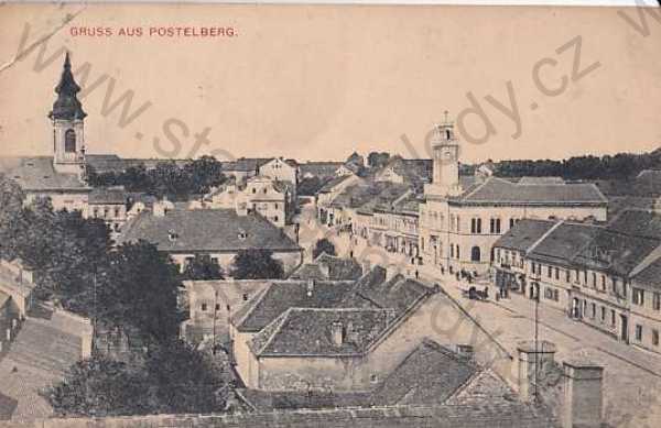  - Postoloprty - Postelberg (Louny), celkový pohled, ulice, radnice, kostel