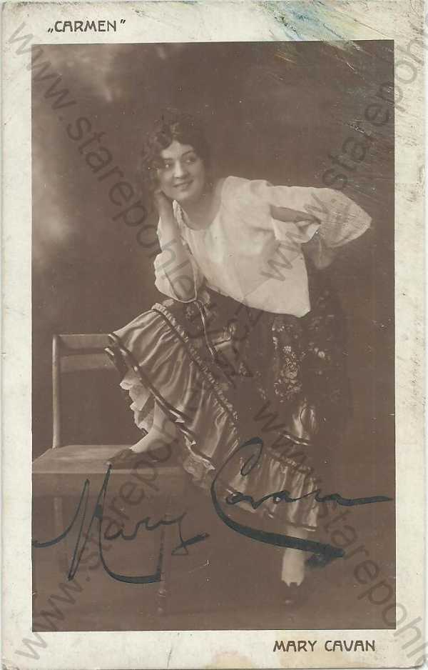  - Portrét, Mary Cavan, americká operní pěvkyně, podepsaná