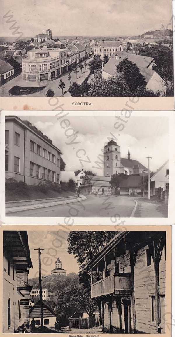  - 3x pohlednice: Sobotka (Jičín), celkový pohled, Humprecht