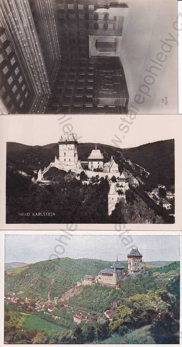  - 3x pohlednice: Karlštejn (Beroun), hrad