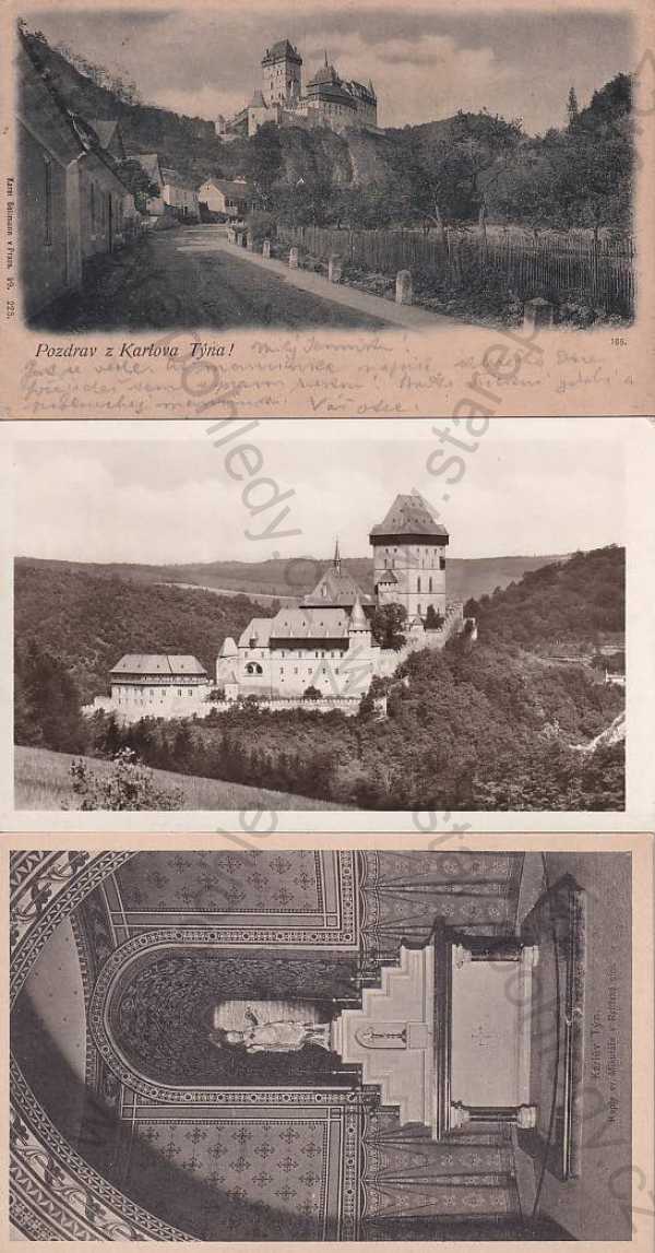  - 3x pohlednice: Karlštejn (Beroun), hrad