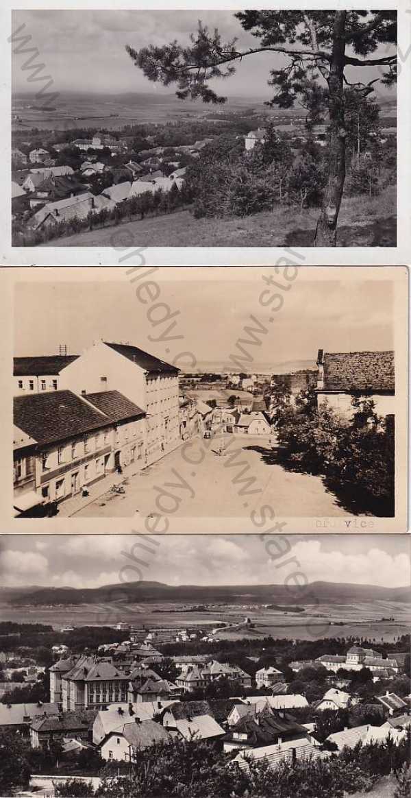  - 3x pohlednice: Hořovice (Beroun), celkový pohled, náměstí