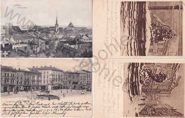  - Olomouc, Olmütz, 4 ks, celkový pohled, Caesarova kašna, Hermanova kašna, Dolní náměstí