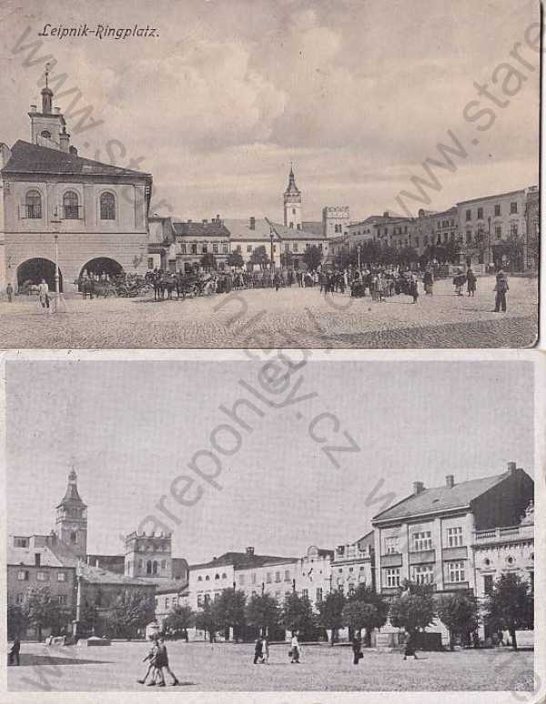  - 2x pohlednice: Lipník nad Bečvou - Leipnik (Přerov - Prerau) náměstí