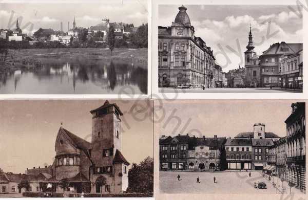  - 4x pohlednice: Přerov - Prerau, náměstí, celkový pohled, českobratrský chrám