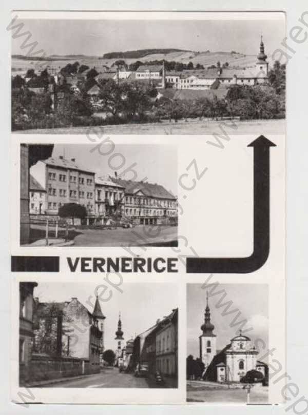  - Verneřice (Děčín), více záběrů, celkový pohled, náměstí, pohled ulicí