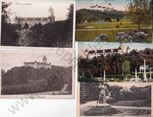  - 5x pohlednice: Benešov, Konopiště, zámek, park, Diana