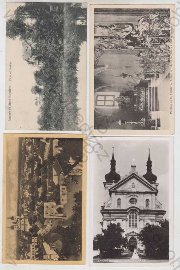  - 4x Stará Boleslav (Praha - východ), partie, Houšťka, sousoší sv. Václava, oltář sv. Ludmily, celkový pohled, chrám Panny Marie
